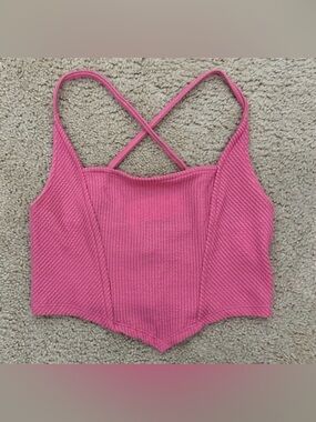 Urban‎ Outfitters Modern Corset Top Strappy Boho Tank Top in Pink Size Large NWT